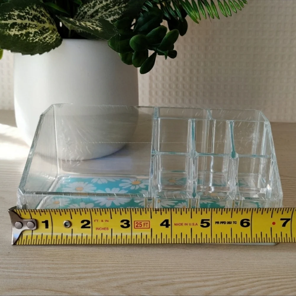 Sorbus Cosmetic Organizer Clear Acrylic Case Daisy Print, New